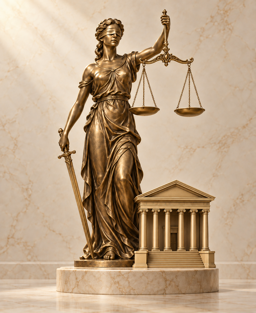 Ilustracion de la balanza de la Justicia para el servicio de contencioso administrativo