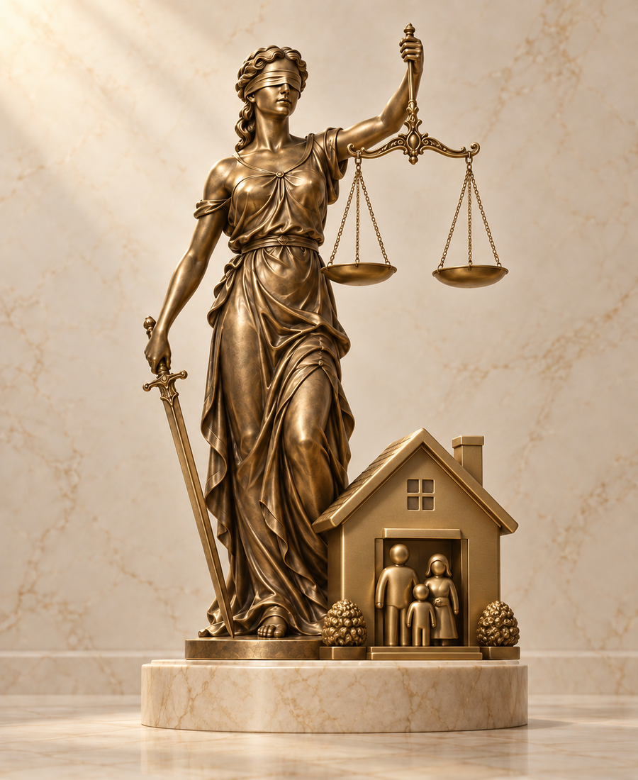 Ilustracion de la balanza de la Justicia para el servicio de familia